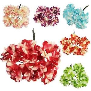 2x Bunches of Mini Glitter Paper Carnation Flowers - Craft Artificial Silk Card