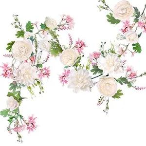 Peony Flower Garland, Rose Flower Swag, 6' Wedding Champagne Peony Garland