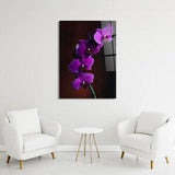 Purple Orchid Wall Art, Anniversary Gifts, Classic Home Bedroom Decor, Floral Photography, Extra Large Glass Wall Decor
