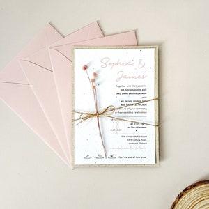 Dried flower Wedding Invitation -  Seed Invitation with preserved flowers - Rustic Wedding - Wedding Invitation with RVP QR