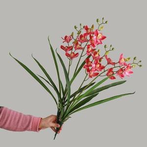 24.8" Artificial  flowers orchid plant pink orchid flower artificial floral decor home decor flower for pot purple orchid yellow orchid stem