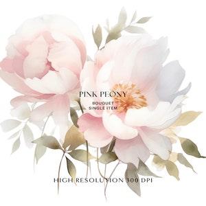 Watercolor Flowers Clipart Blush Peony Bouquet Clipart Watercolor Clipart Watercolor Flowers Wedding Clipart Summer Clipart Wedding Decor