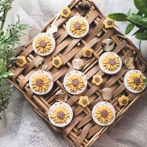 Sunflower Dangle and Studs | Spring Clay Earrings