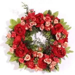 Silk Peony Artificial Flowers Wreath Door Garland Wedding Home Party decoration