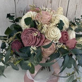 Wedding Bouquet, Bridal Bouquet, Bridesmaid Bouquet, Sola Flower, Wedding Flower Wooden Flower Dusty Pink Mauve Blush Rustic Lily of Angeles
