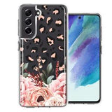 For Samsung Galaxy S21 FE  Classy Peach Peony Rose Flowers Leopard Case