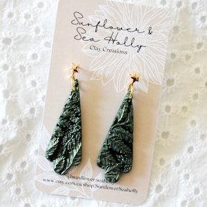 Shimmering Christmas Tree Foliage Polymer Clay Earrings