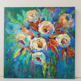 Peony Bouquet: 16"x16" Impasto Oil Painting Garden Flowers Colourful Abstract Wall Art Floral Wall Art Anniversary Gift Contemporary Home