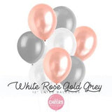 White Rose Gold Grey balloon bouquet