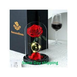 Birthday Gift for Her, Beauty and The Beast Rose, Infinity Rose in Glass Dome, Valentines Day Gifts, Made from Real Rose with LED Light