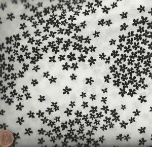 Black white lily flowers small floral Timeless Treasures fabric