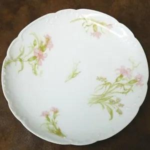 Antique Haviland Limoges Bread Plate Schleiger 472c Pink Carnations Ribbon 7.25"
