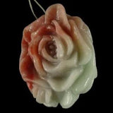 BF00504# Hand Carved Both Side Peony Flower   Amazonite Pendant Bead Gemstone