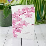 Mother's Day Card Pink Orchid Flower Plant Hand Embossed