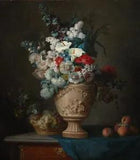 Oil painting Anne Vallayer-Coster still life fruit grape peony flowers handmade