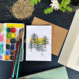 Pine trees - Plantable greeting card, made from recycled materials, homemade and hand-pressed papery, Flower seed paper
