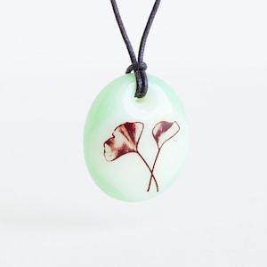 Ginkgo Leaf Necklace, plant lover gift for her, mother daughter necklace, green leaf pendant, ginko leaf necklace, little sister jewelry