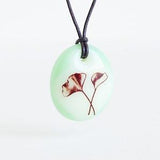 Ginkgo Leaf Necklace, plant lover gift for her, mother daughter necklace, green leaf pendant, ginko leaf necklace, little sister jewelry