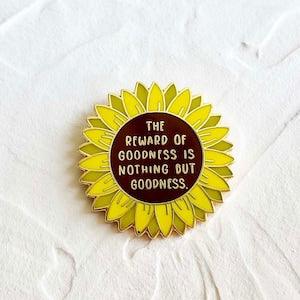 Reward Enamel Pin  | The Reward of Goodness Enamel Pin | 18K Gold Plating, Lapel Pin, Collectible Pin, Islamic Gifts, Sunflower Pin