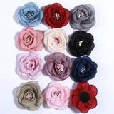 50PCS 5CM New Artificial Bling Burned Peony Flower For Hair Clips