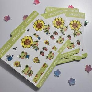 Sunflower Frog Sticker Sheet - Waterproof Vinyl Decal Laptop Sticker