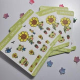 Sunflower Frog Sticker Sheet - Waterproof Vinyl Decal Laptop Sticker