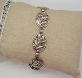 Vintage Danecraft Sterling Lily Panel Bracelet Signed