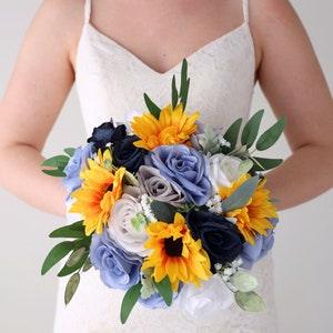 Sunflower and Blue Brides Bouquet - Ships the Next Day - ID#48