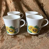 Corelle Sunsations, Sunflower Mugs Cups, Set of 4