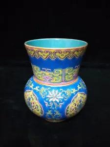 4.5" China qing dynasty yongzheng mark Porcelain colour enamels peony flower Pot