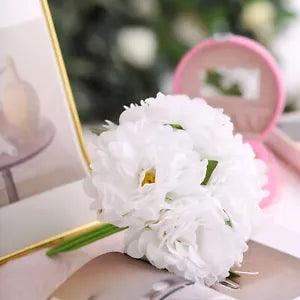 6 pcs 6 pcs 11" White Silk Artificial Peony Flowers Bouquets Wedding Decorations