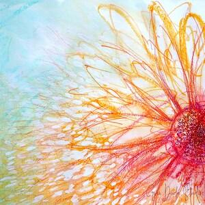 Sunflower Watercolour Painting 13.75" x 10.5" on Archival Watercolour Paper Yellow, Red, Blue, Green New