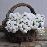 White One Bundle Artificial Silk Mini Peony Artificial 9 Stems Silk Peony Buds for wedding home decor