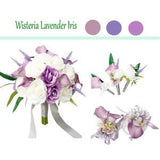 Build Wedding package-Wisteria Lavender Iris Green colors Rose calla lily Bouquet boutonniere corsage