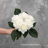 6 Stems Real Touch Latex Rose Bouquet | Artificial Flowers | DIY Floral | Wedding/Home Decoration | Gifts - White