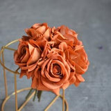 5 Heads Real Touch Rose Bundle, Burnt Orange/Terracotta, DIY Floral Supply | Wedding/Home/Kitchen Decoration | Gift, DIY Bouquet/Centerpiece