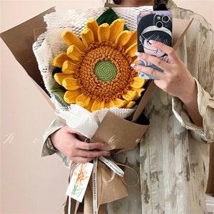 Handmade Crochet Sunflower Bouquet for Anniversary/Birthday-Handmade Finished Product,Knitted Bouquet,Gift for her/him, Graduation gifts