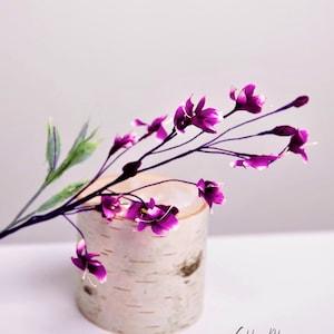 Vintage Orchid/white  Silk shaded flower spray with stem and leaves for millinery hats, headbands, flower crowns, fascinators, weddings