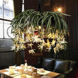 20 pieces/ set Artificial plant grass decoration simulation flower branch hanging orchid fake plant decor ceiling lamp (light not included)