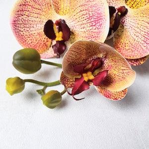 artificial orchid, orange orchid, artificial flowers, yellow phalaenopsis, orchid home decor, orchid gift, orchid bouquet, orchid wedding