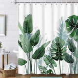 Palm Leaves Shower Curtains Printed Bathroom Shower Curtains Green Plants Shower Curtain Tropical Leaves Shower Curtain Waterproof Curtain