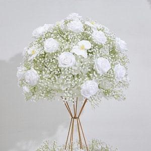 Baby Breath With White Rose Flower Ball Table Centrepiece Silk Floral Ball Wedding Anniversary Party Decor