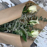 Fresh Eucalyptus and Rose Bouquet, real Eucalyptus, White or Red Roses & Eucalyptus for Gifting, Flower Bouquet, Thank You Flowers, Gifting