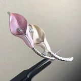 Premier Designs Calla Arun Lily Floral Pastel Pink and Yellow Enamel Brooch/Pin
