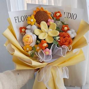 Crochet Flowers, Crochet Bouquet, Flower Bouquet, Crochet Flower Bouquet, Flower Gift, Wedding Bouquet, Graduation Bouquet, Handmade Flowers