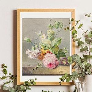 Floral print, Floral wall art, Still life painting, Floral art, Floral painting, Bouquet of roses, Flower vintage art, Rose painting