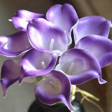 Purple White Calla Lilies Real Touch Flowers DIY Silk Wedding Bouquets, Centerpieces, Wedding Decorations