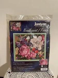 HTF NEW in Package Janlynn Needlepoint Kit Lily and Roses..Finished Size 14???x12???