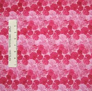 Floral Fabric - Flowers of the Month Carnation Allover Pinnk - Northcott 2 x 17"