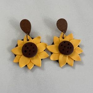 Sunflower Clay Earrings